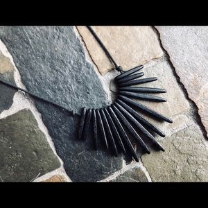 Adjustable Unique Black Cording and Wood Necklace